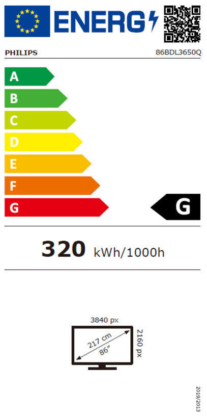 4K Ultra HD Monitor Philips 86BDL3650Q/00 85,6" Videowall Digital Signage