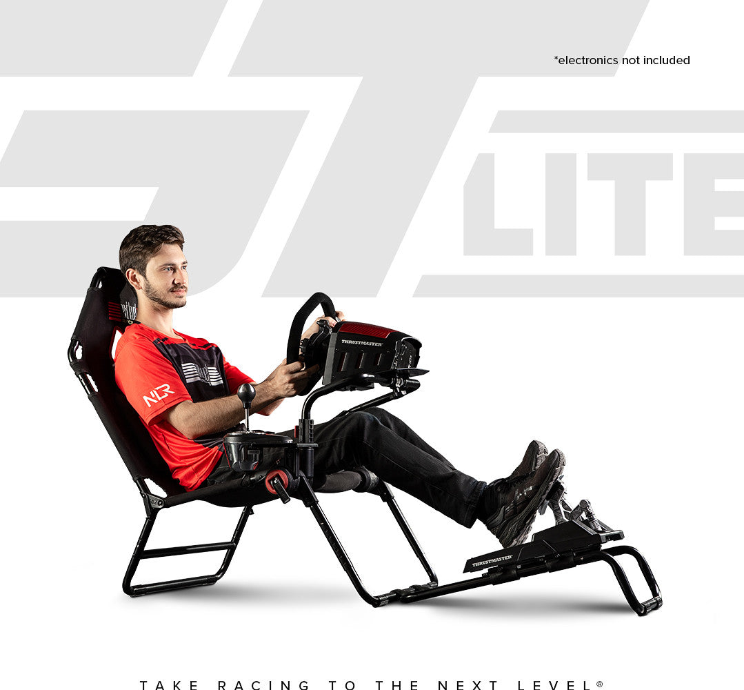 Faltbarer Gaming Stuhl mit Lenkradhalter, Pedalhalter und Schalthebel Halterung Next Level Racing F-GT Lite Schwarz (75 x 175 x 127 cm)