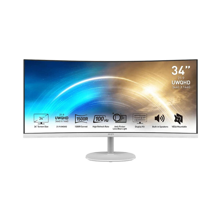 Curved UWQHD Monitor MSI PRO MP341CQW Weiß 34" 100Hz Gekrümmt