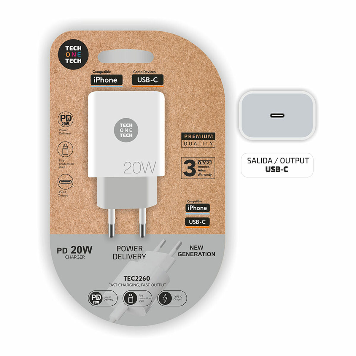 Wandladegerät Tech One Tech TEC2260 USB-C