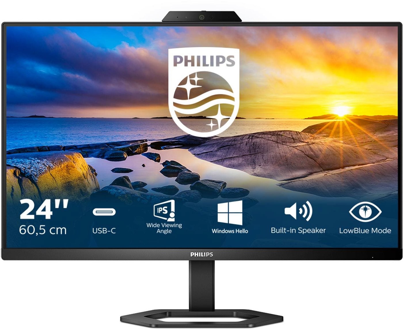 Full HD Monitor mit Webcam Philips 24E1N5300HE 23.8" LED IPS LCD Flicker free