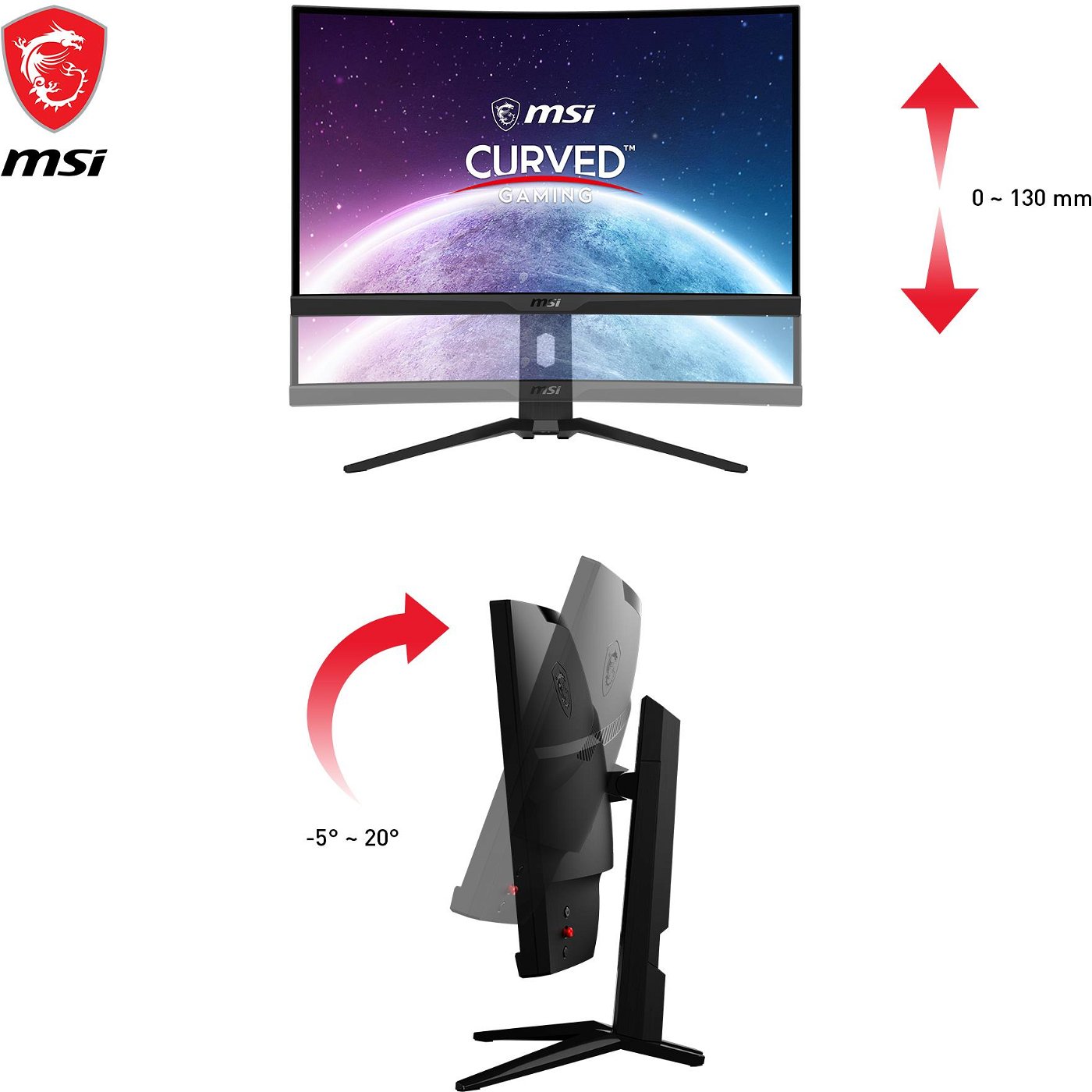 Curved WQHD Gaming Monitor MSI MAG 275CQRXF 27" 240Hz 1ms Curved