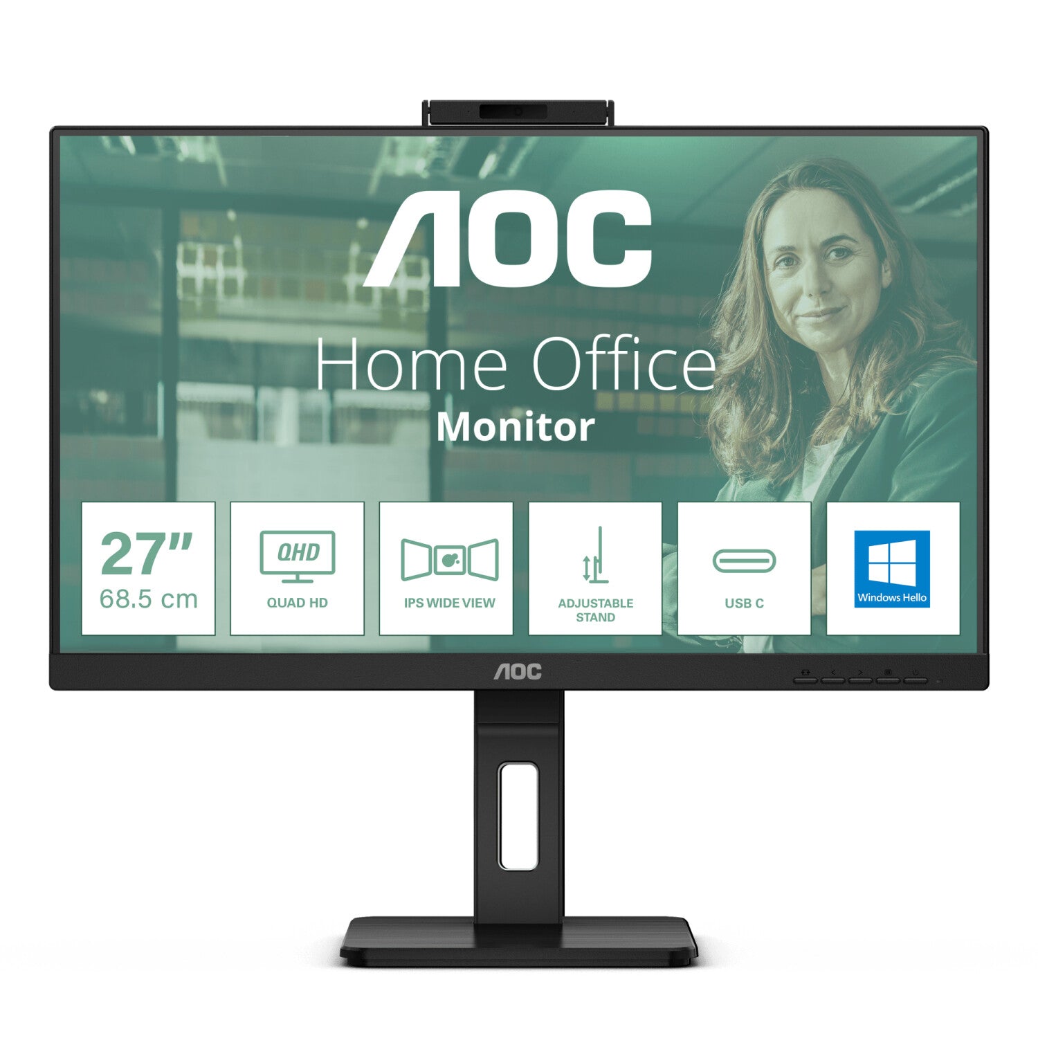 Full HD Monitor mit Webcam AOC 24P3QW 23.8" IPS Flicker free