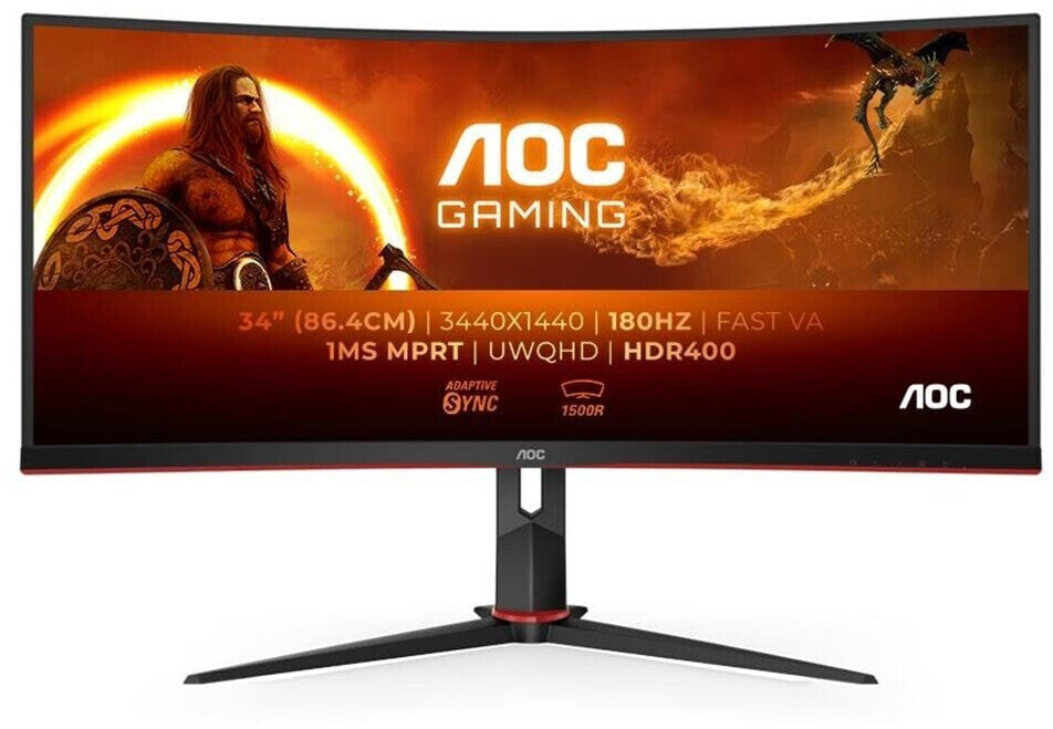 Curved UWQHD Gaming Monitor AOC G2 CU34G2XP/BK 34" 180Hz 1ms Gekrümmt