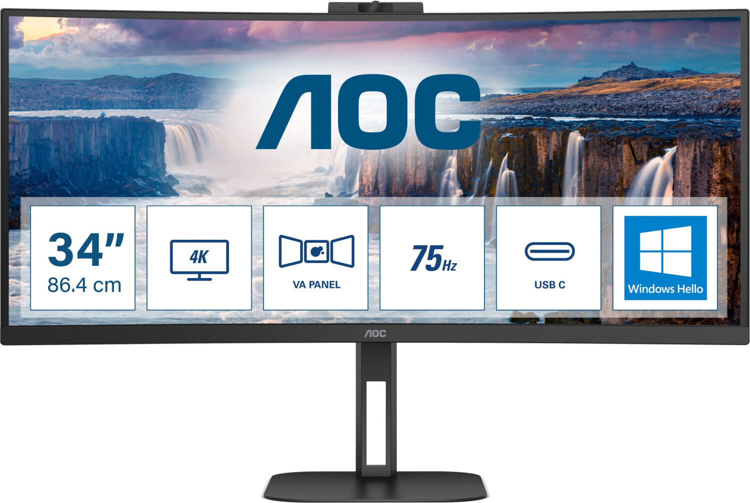 UWQHD Monitor mit Webcam AOC CU34V5CW 34" 100Hz LED VA AMD FreeSync