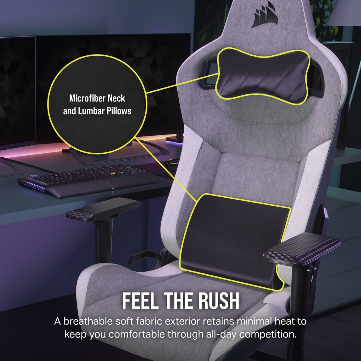 Gaming chair Corsair T3 Rush grey/white