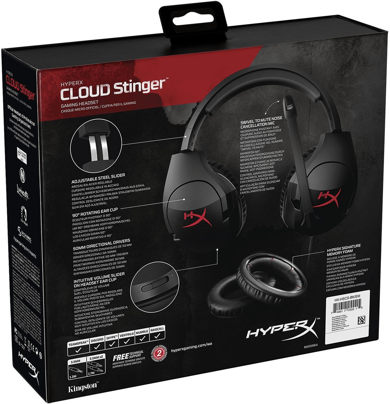 Wired Gaming Headset with Microphone Hyperx Cloud Stinger Black