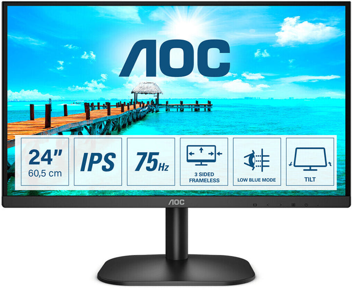 Monitor AOC 24B2XD 23.8" LED IPS Flicker free 75 Hz 60 Hz 50-60 Hz