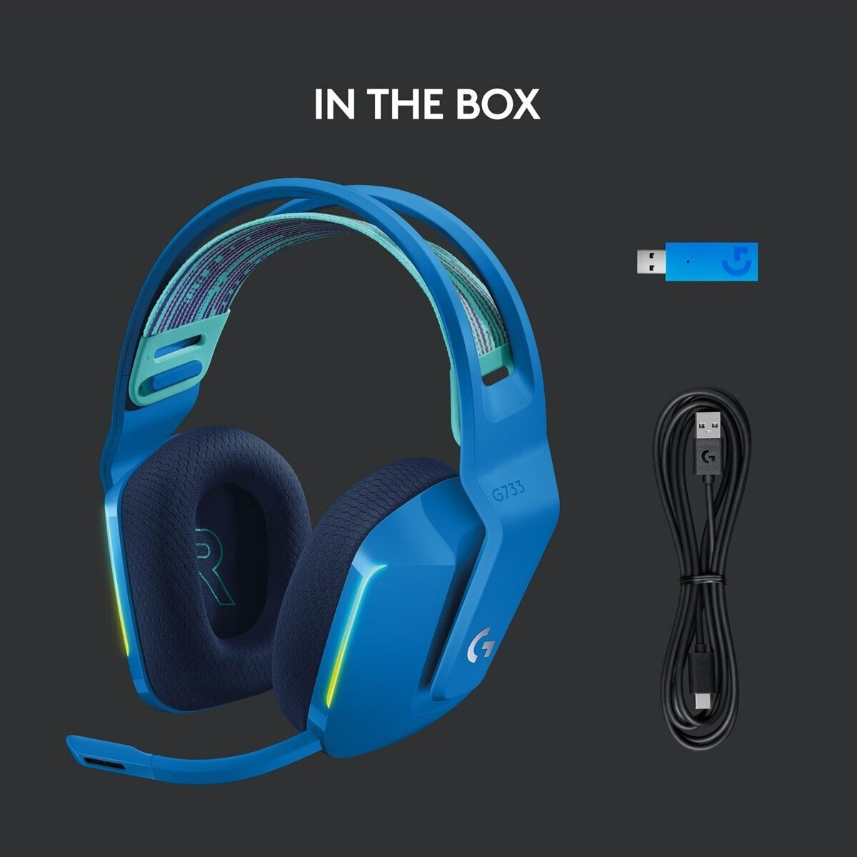 Wireless gaming headset with microphone Logitech G733 blue