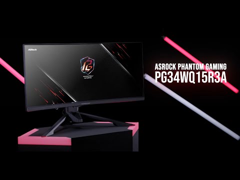 Curved UWQHD Gaming Monitor ASRock Phantom Gaming PG34WQ15R3A 34" 165Hz 4ms VA OLED Flicker free Curved