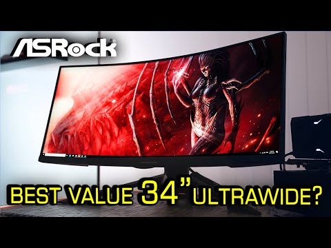 Curved UWQHD Gaming Monitor ASRock Phantom Gaming PG34WQ15R3A 34" 165Hz 4ms VA OLED Flicker free Curved