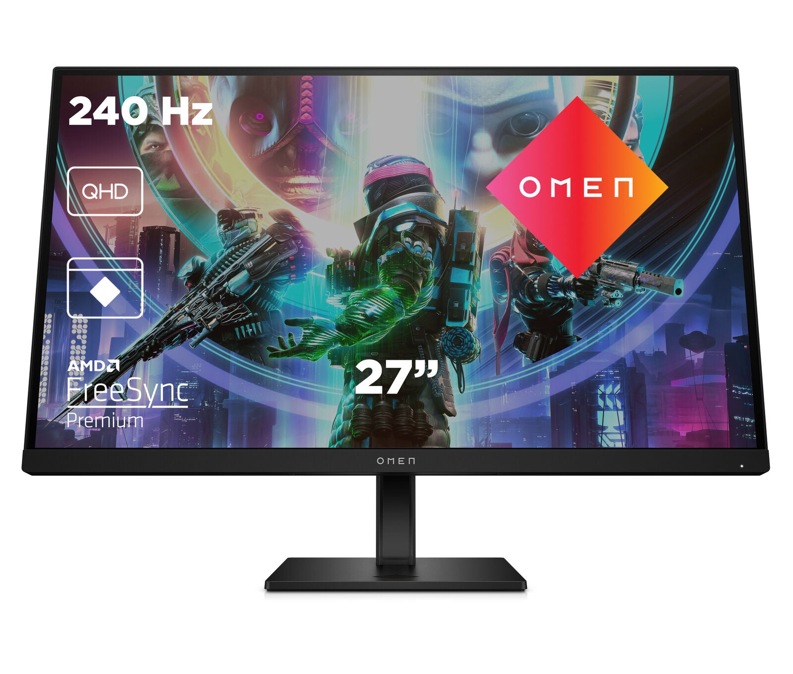 WQHD Gaming Monitor HP Omen 27qs 27" 240Hz 1ms IPS AMD FreeSync Flicker free NVIDIA G-SYNC