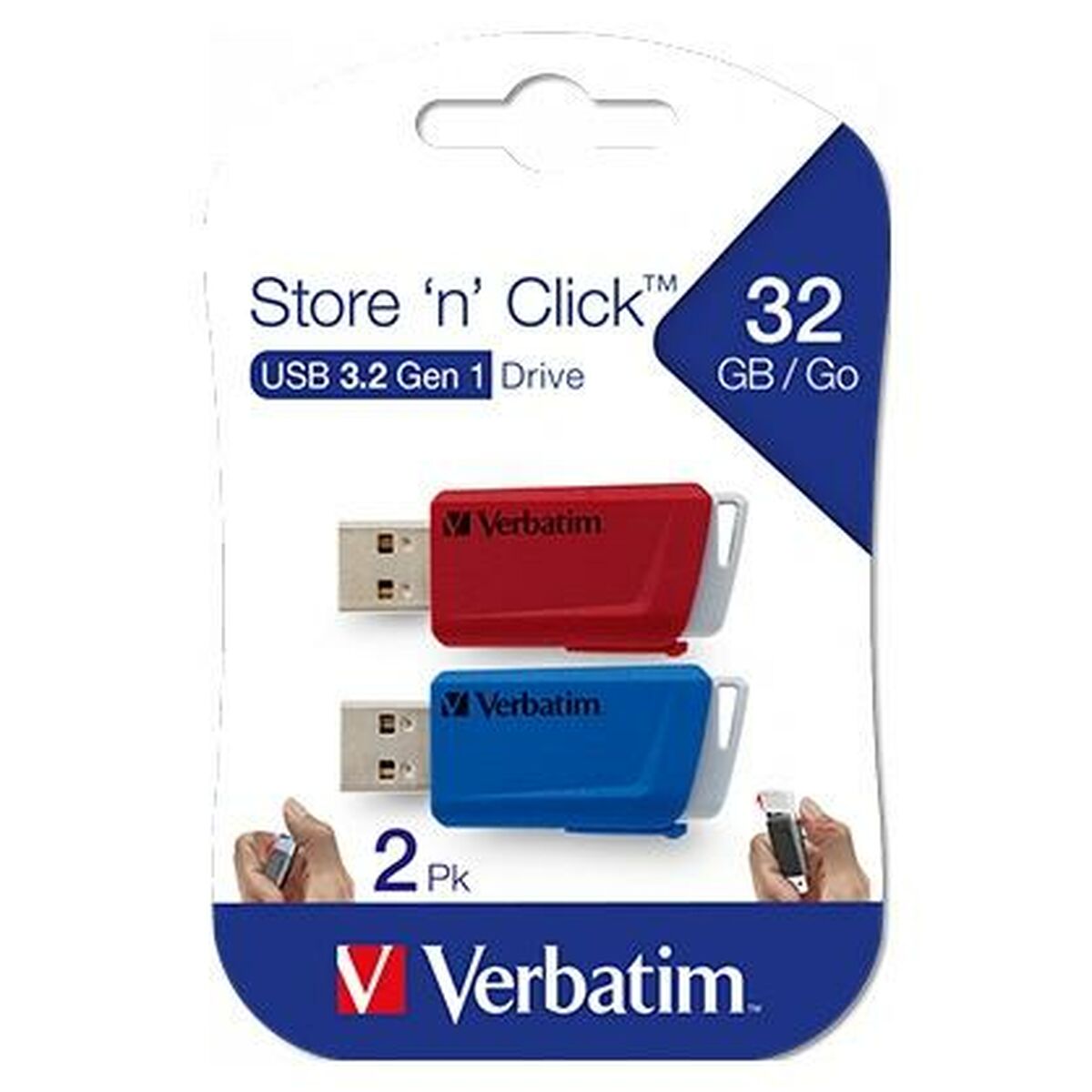 Pendrive Verbatim Store 'n' Click 2 Pieces Colorful 32 GB