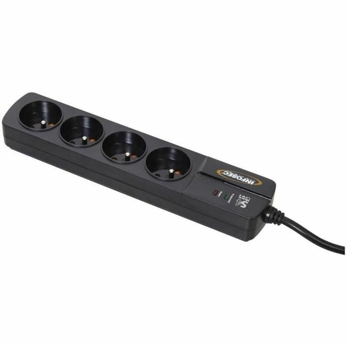 Socket strip with 4 sockets with switch INFOSEC S4 Black Line II Black