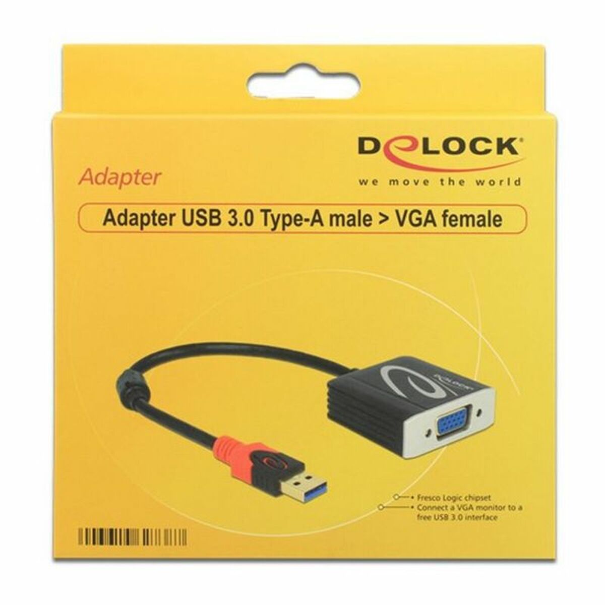 USB 3.0 to VGA adapter DELOCK 62738 20 cm Black