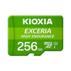 Micro SD memory card with adapter Kioxia Exceria High Endurance class 10 UHS-I U3 green