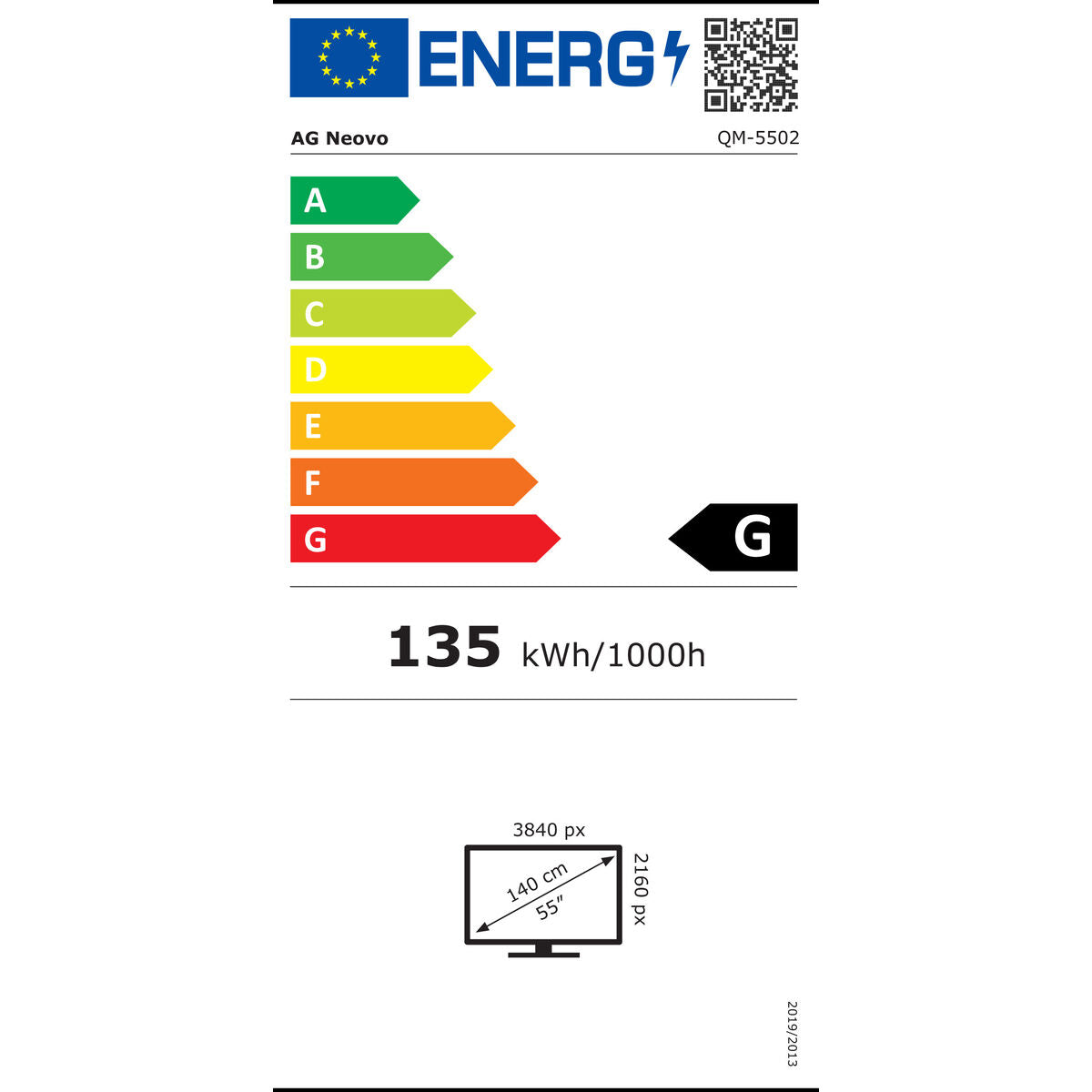 Monitor Ag Neovo QM-5502 55" LCD 50-60 Hz