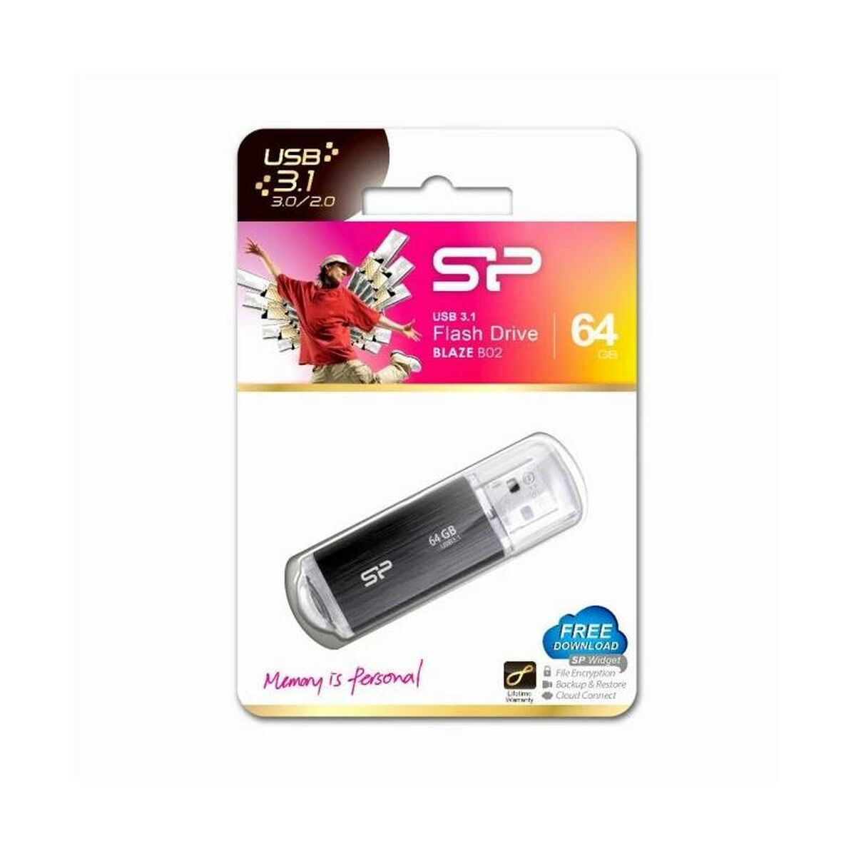 USB Pendrive Silicon Power Blaze B02 Schwarz 64 GB