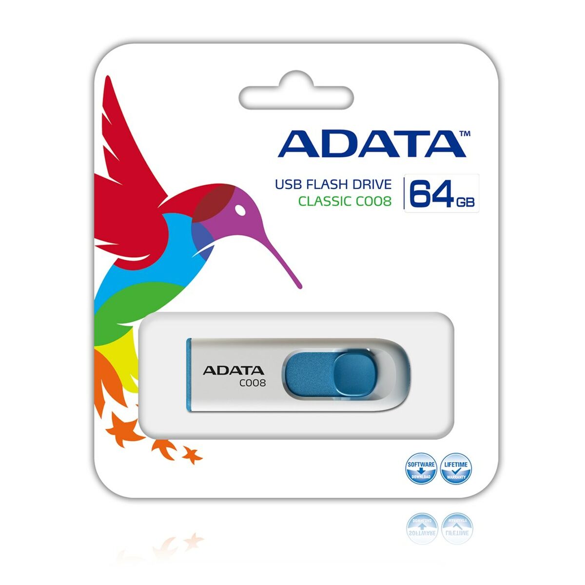 USB Pendrive Adata 64GB C008 Blue White 64GB