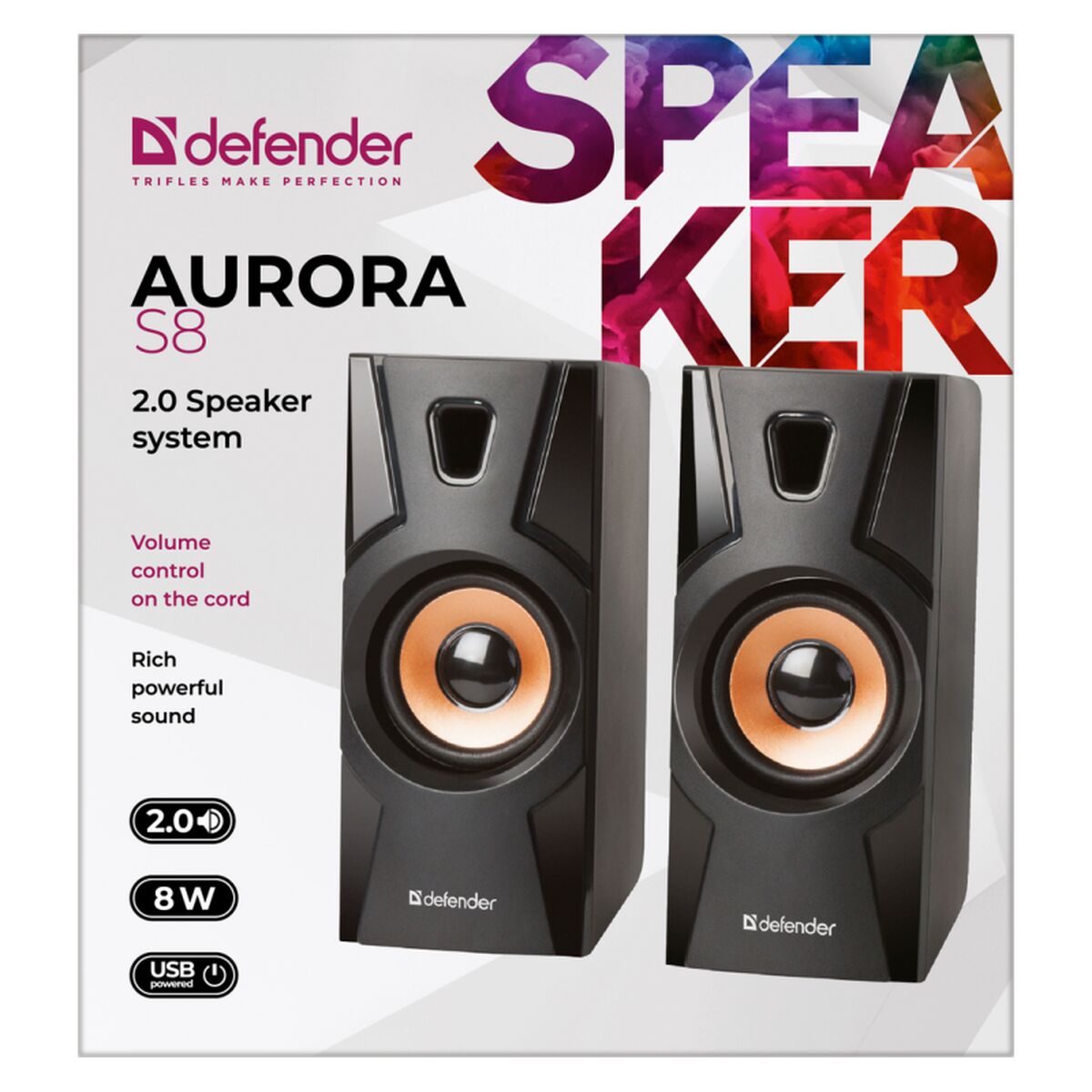 Laptop Speaker Defender Aurora S8 8W Black