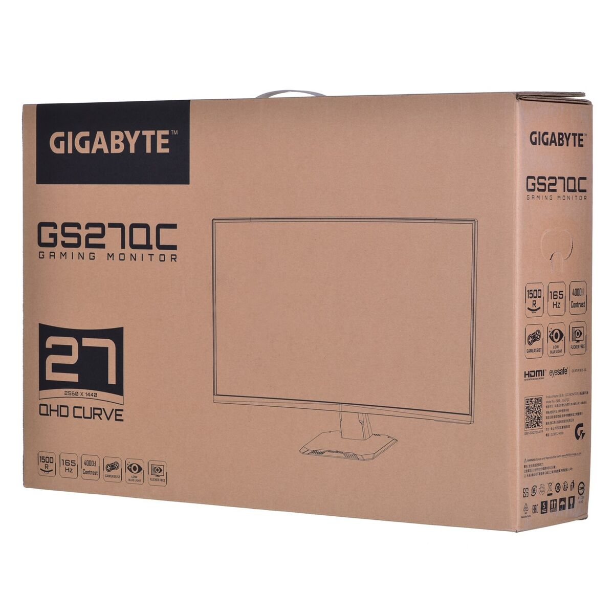 WQHD Gaming Monitor Gigabyte GS27QC 27" 165Hz LED Curved