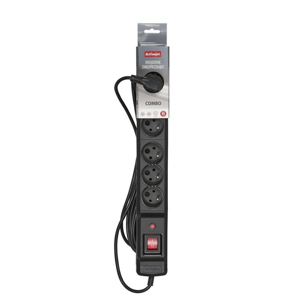 Power strip with 6 sockets and switch Activejet COMBO 6GN (3 m)