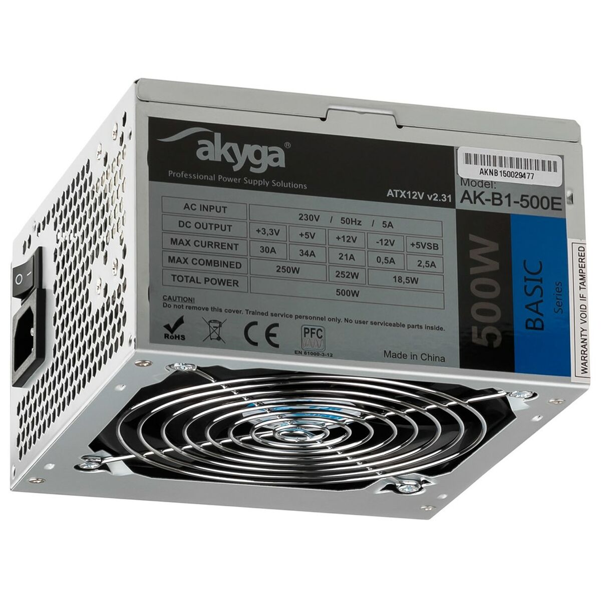 Stromquelle Akyga AK-B1-500E 500 W RoHS CE REACH ATX