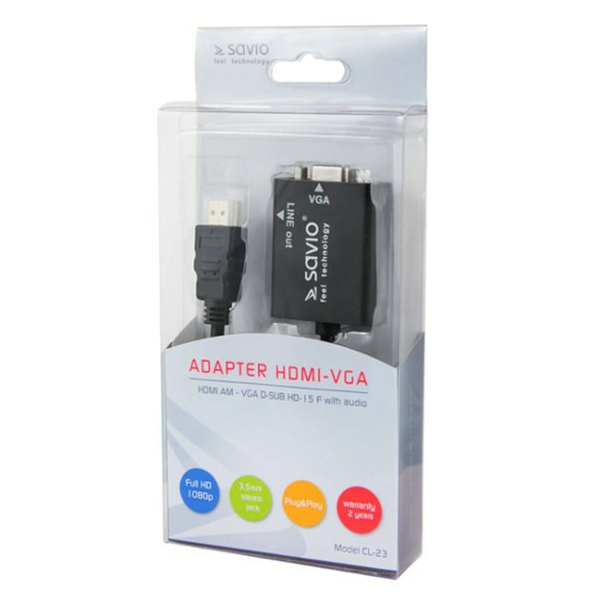 Adapter HDMI to VGA Savio CL-23 Black