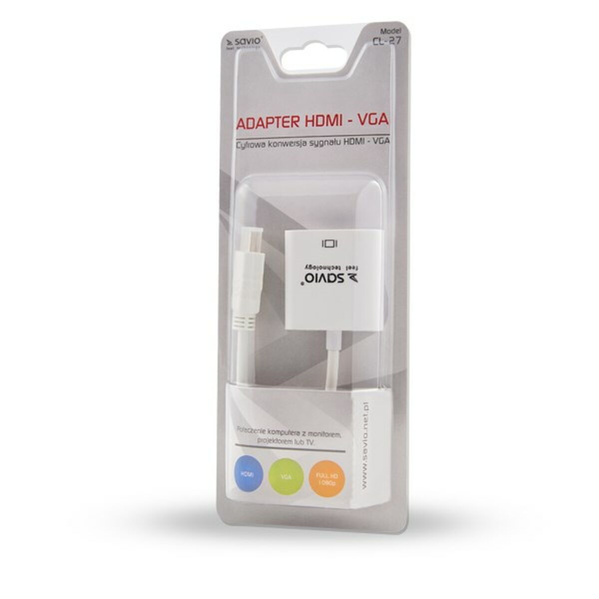 Adapter HDMI to VGA Savio CL-27 White