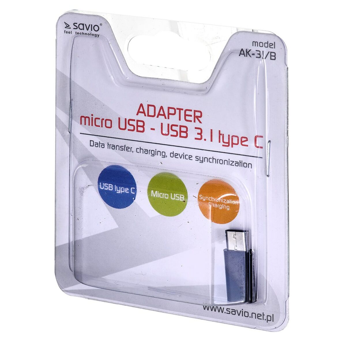 Adapter micro USB and USB-C Savio AK-31 / B