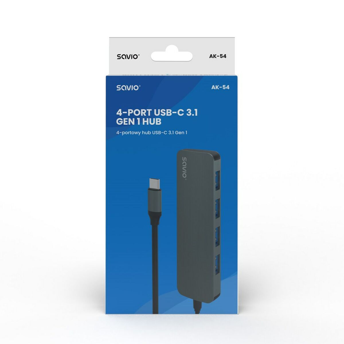 4-Port USB-C Hub Savio AK-54 Gray