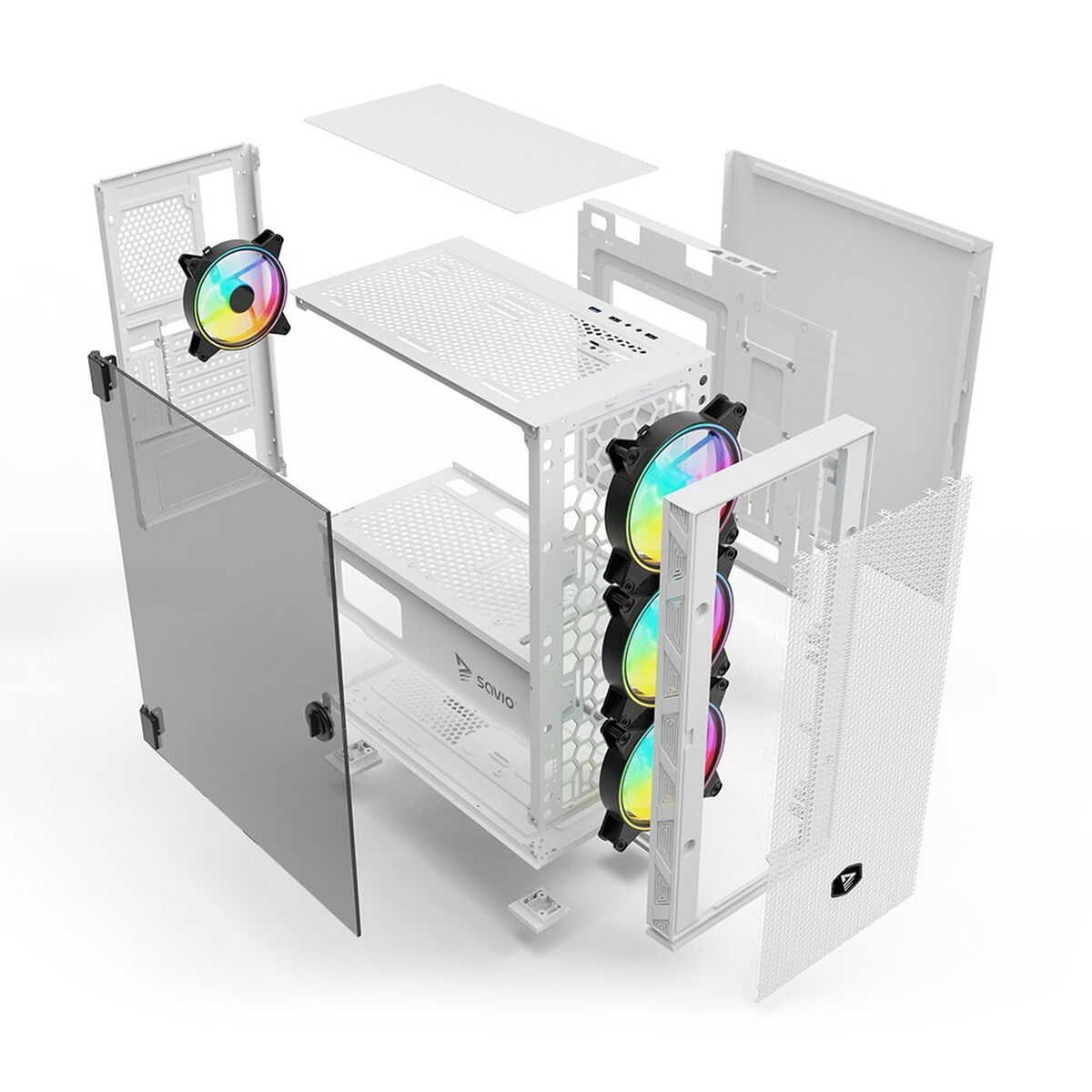 ATX Semi-Tower Case Savio RAPTOR WHITE X1 Black Colorful