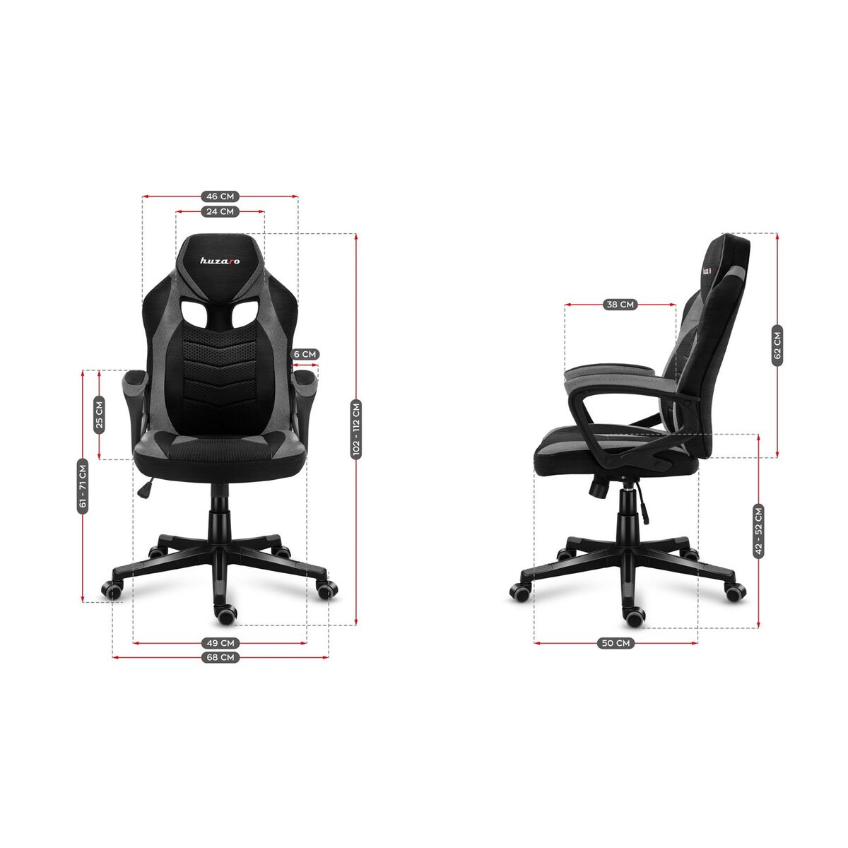 Gaming chair Huzaro FORCE 2.5 Black Gray