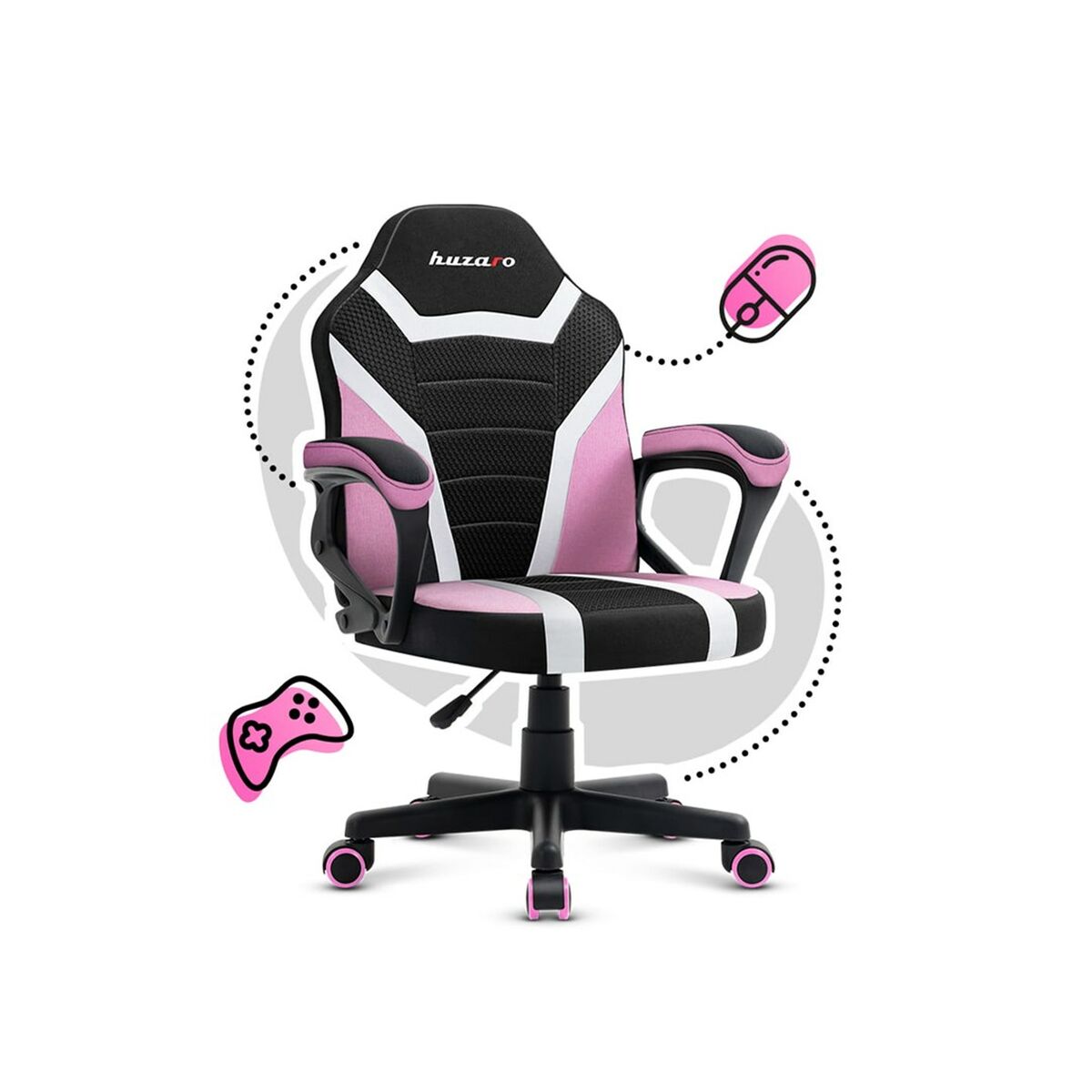 Gaming-Stuhl Huzaro HZ-Ranger 1.0 pink mesh Kinder Schwarz/Rosa