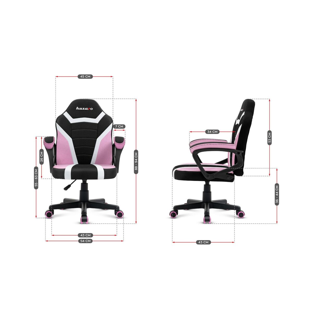 Gaming chair Huzaro HZ-Ranger 1.0 pink mesh children's black/pink