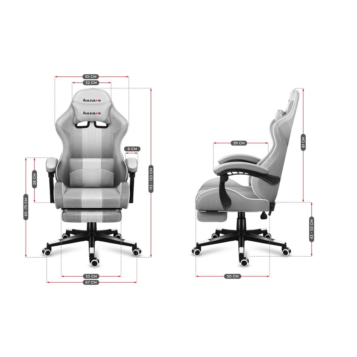 Gaming chair Huzaro HZ-Force 4.7 White Mesh White Gray