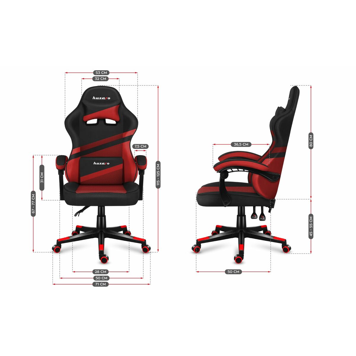 Gaming chair Huzaro HZ-Force 4.4 Red Mesh Red