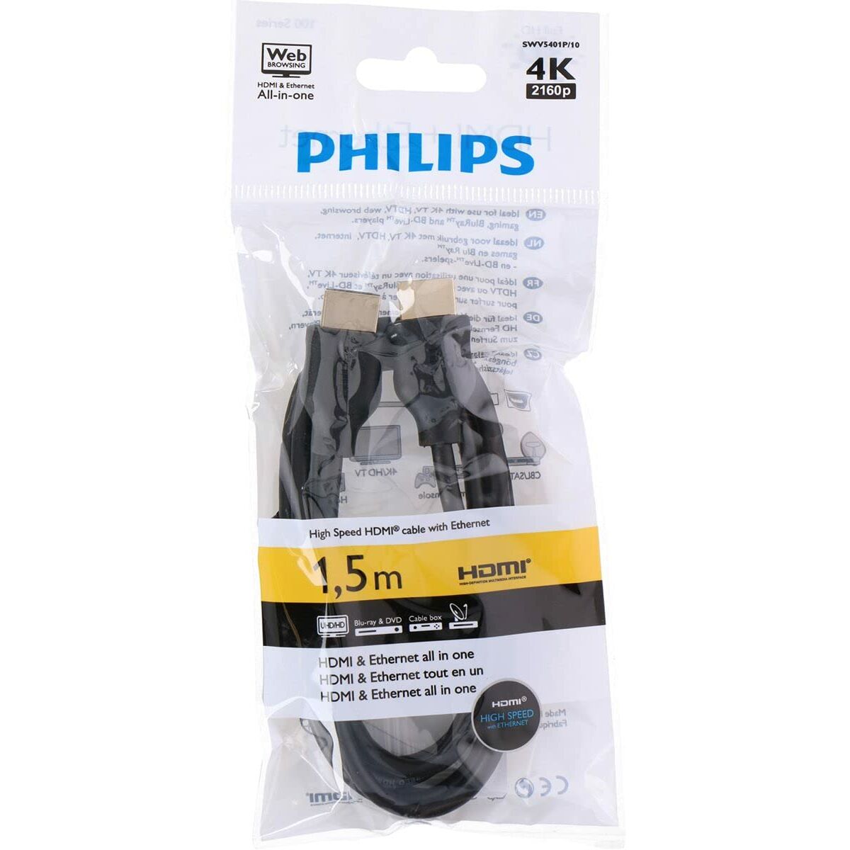 HDMI Cable Philips SWV5401P/10 1.5 m Black