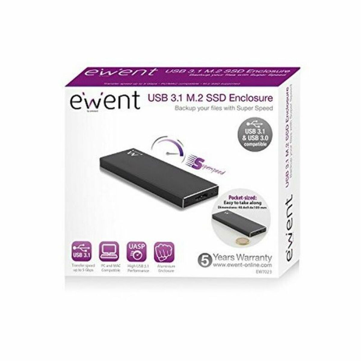 External Box Ewent EW7023 SSD M2 USB 3.1 Aluminum