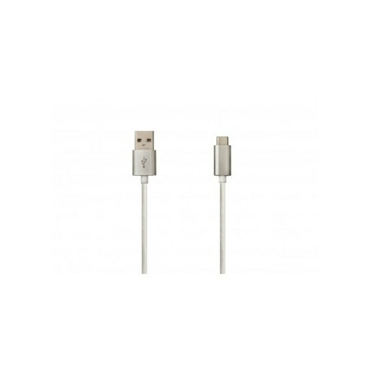 USB A zu USB-C-Kabel DCU Silberfarben (1 m)