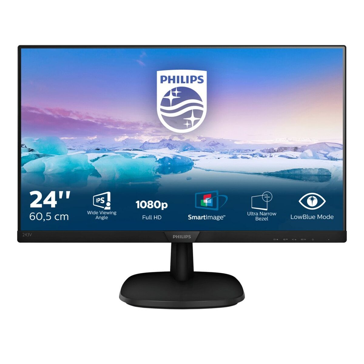 Full HD Monitor Philips 243V7QJABF 23.8" LED IPS LCD Flicker free