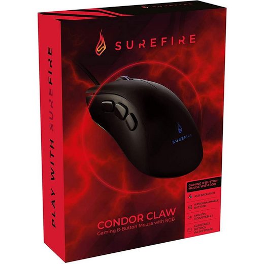 Kabelgebundene Gaming Maus mit LED Beleuchtung Surefire Condor Claw 6400 dpi