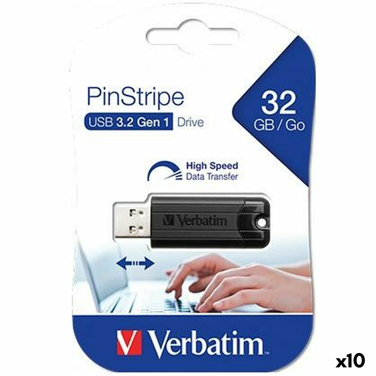 USB Pendrive Verbatim Pinstripe Schwarz 32 GB